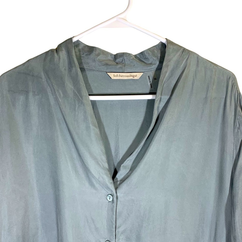 Soft Surroundings Laurel Button Down Green/Blue T… - image 3